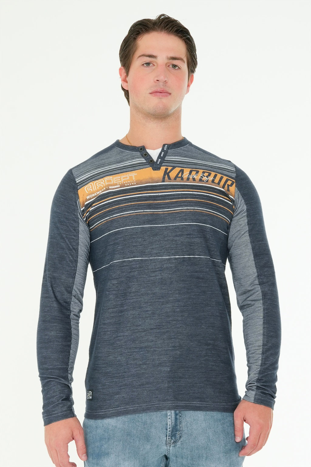 Long Sleeve Printed Henley
