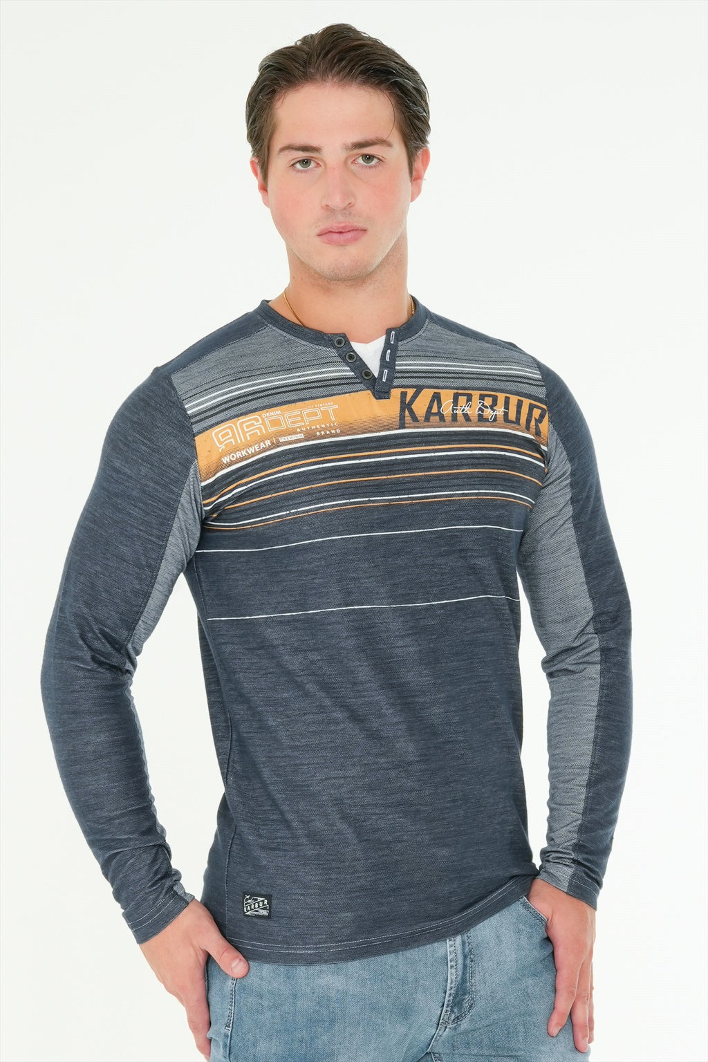 Long Sleeve Printed Henley