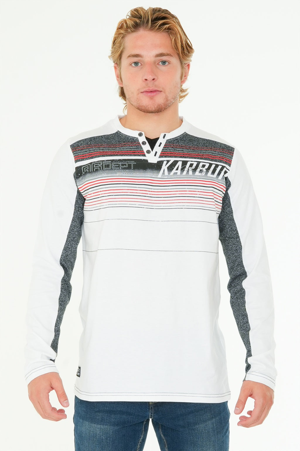 Long Sleeve Printed Henley