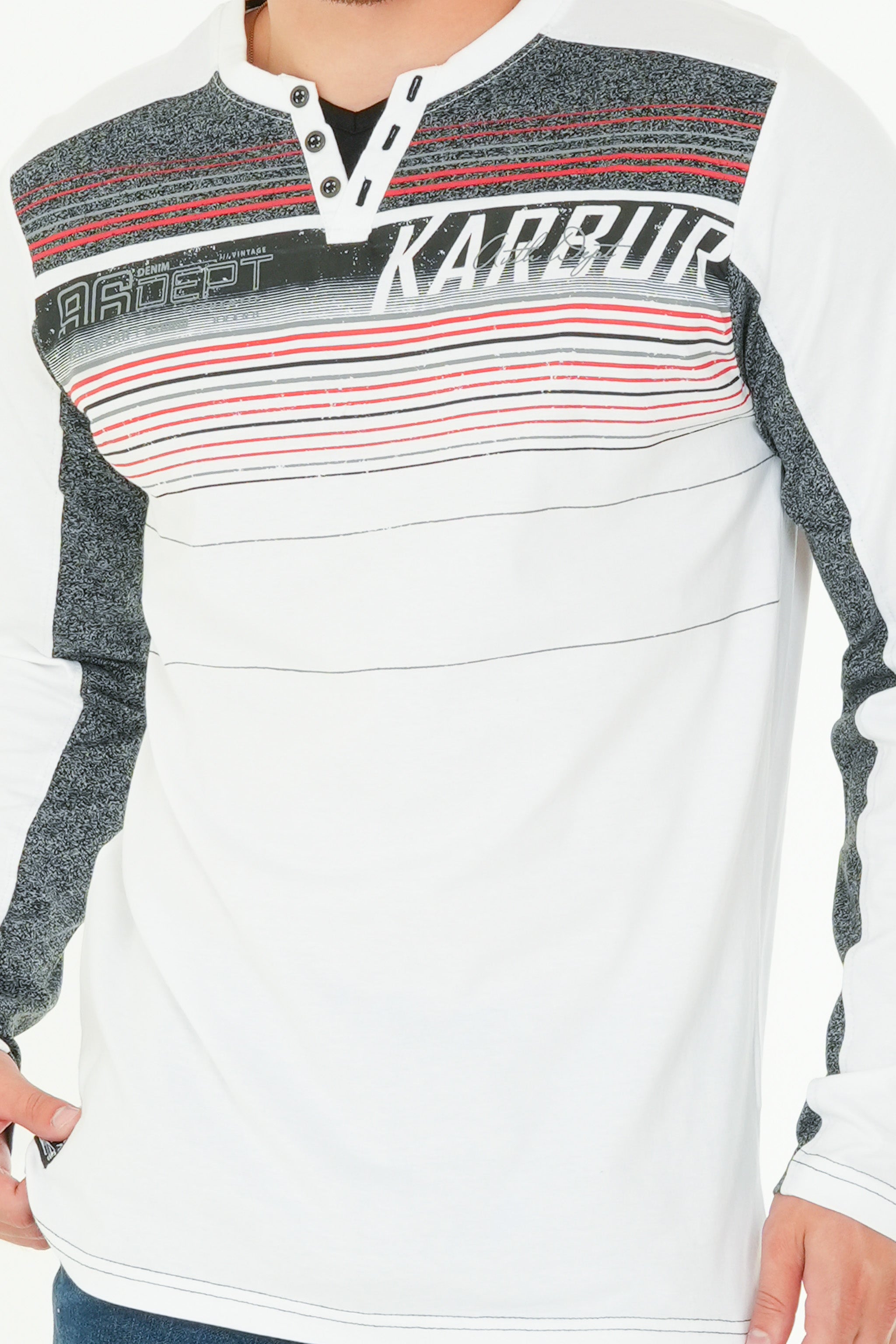 Long Sleeve Printed Henley