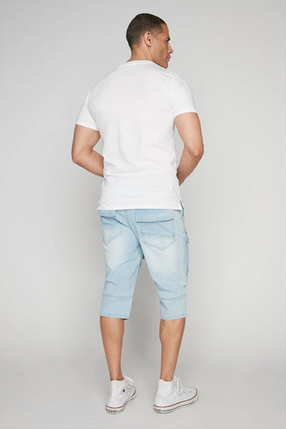 Denim Cargo Capri Shorts