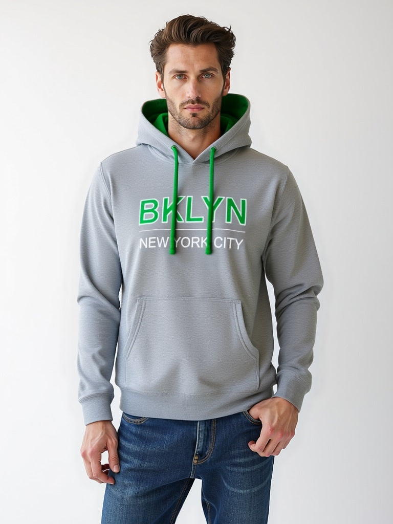 Printed hooded fleece top