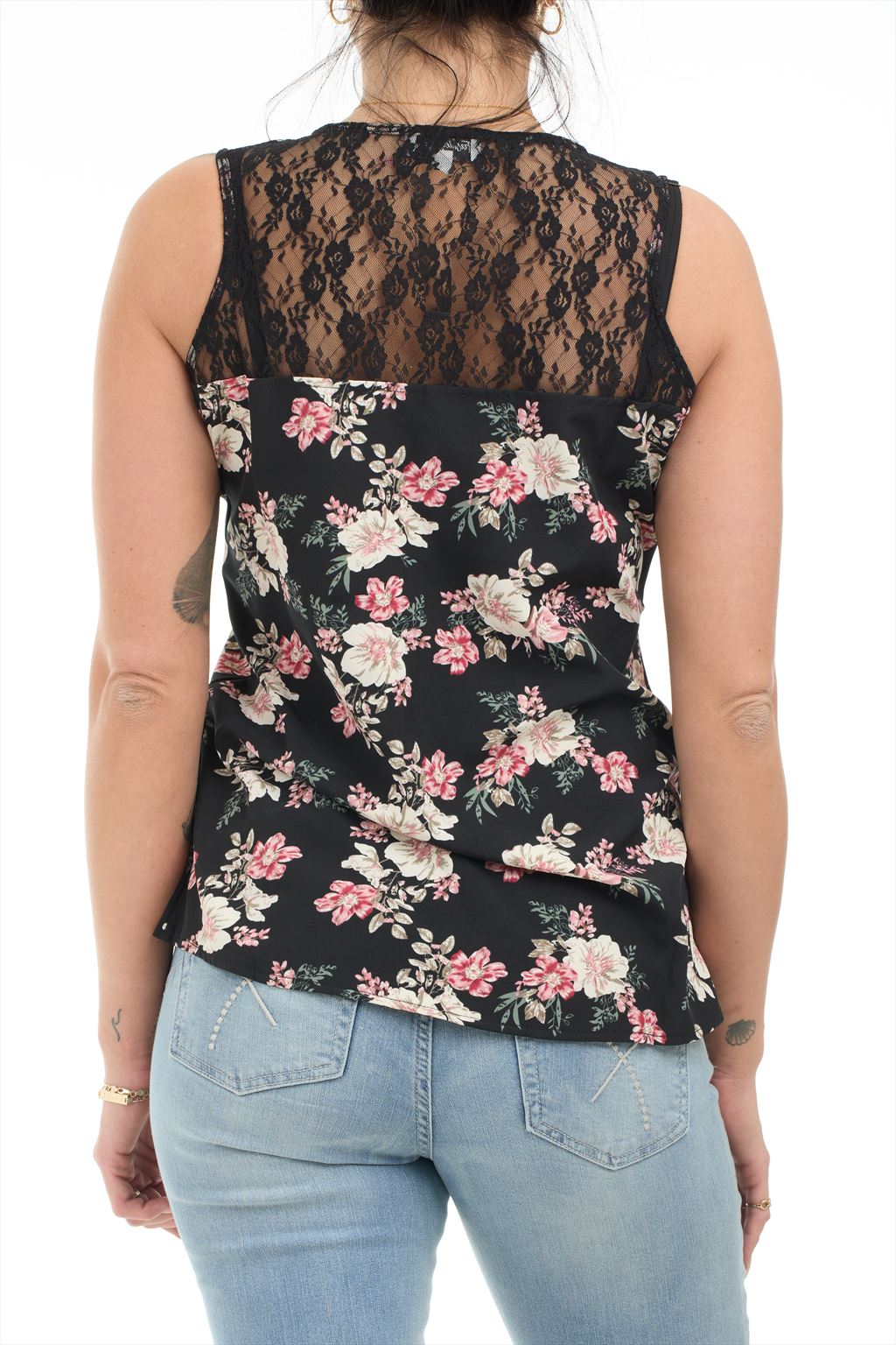 Blouse florale avec fermeture éclair