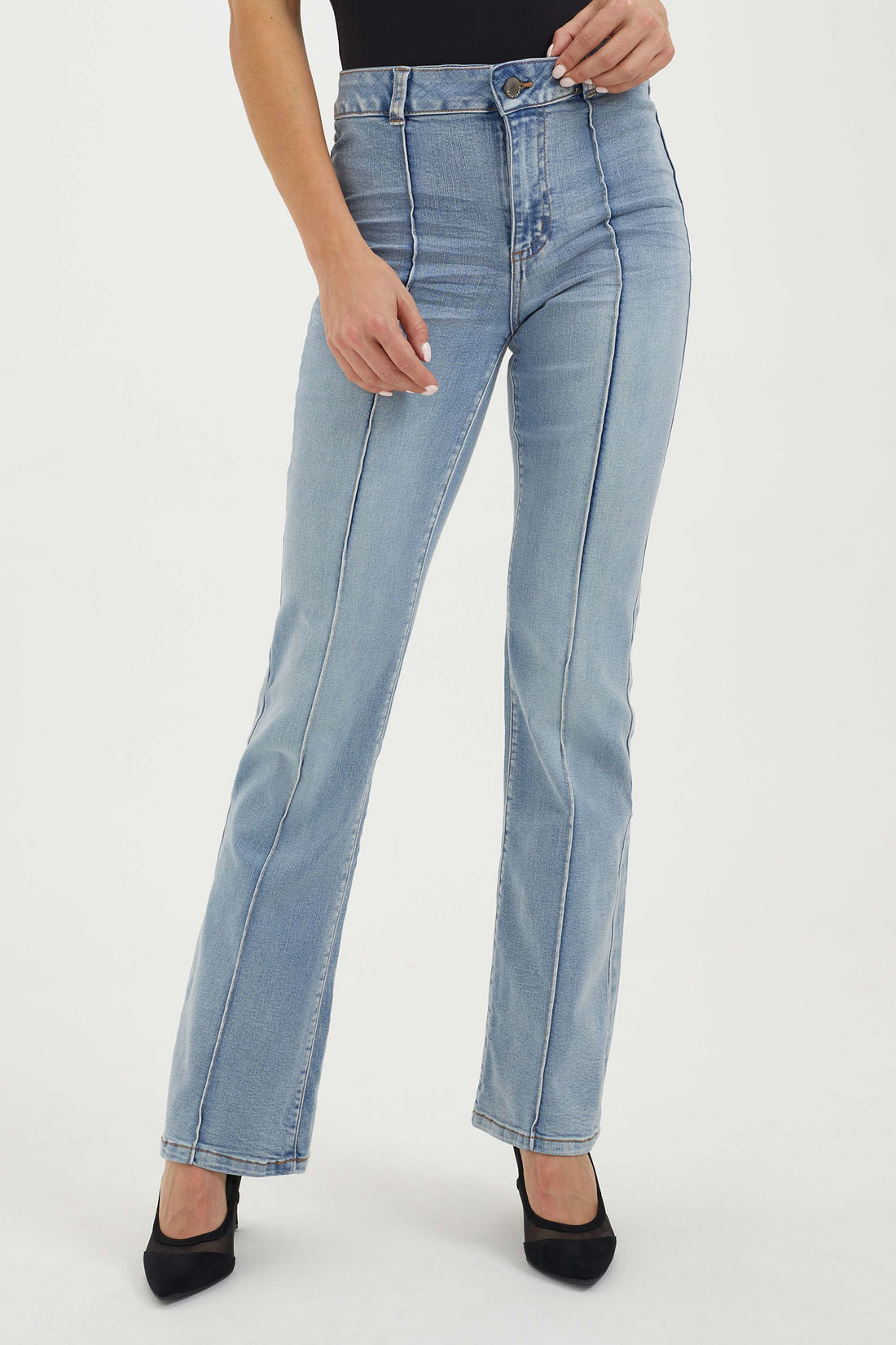 Ensemble de jeans skinny une pièce pour femme - Taille haute - Extensible -  Pantalon en jean slim - Manches longues, bleu ciel, Taille XL : :  Mode