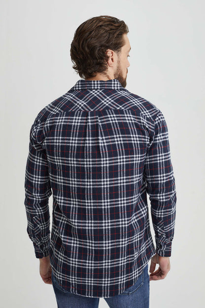 Chemise régulière en flanelle imprimée carreaux