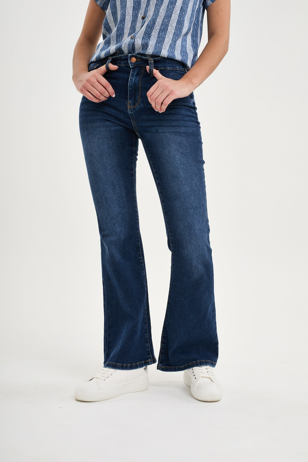 Pantalon flare bleu marine online