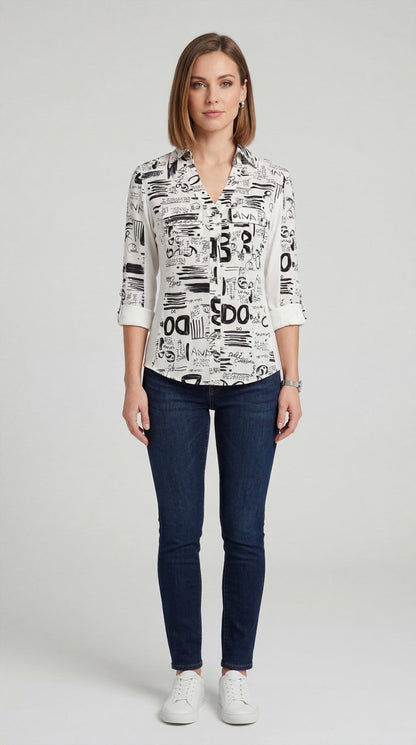 Fitted blouse with pockets