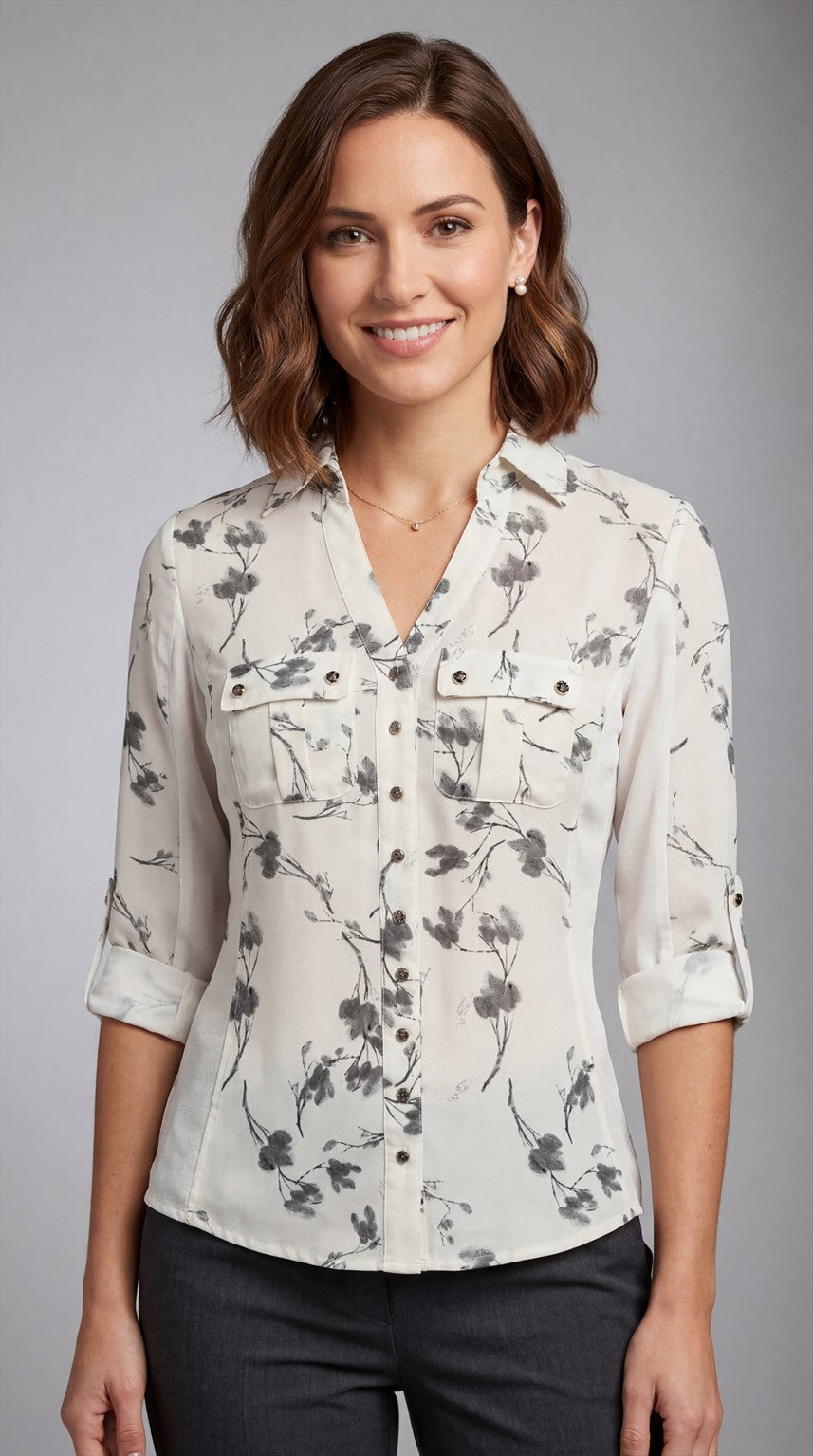 Fitted blouse with pockets