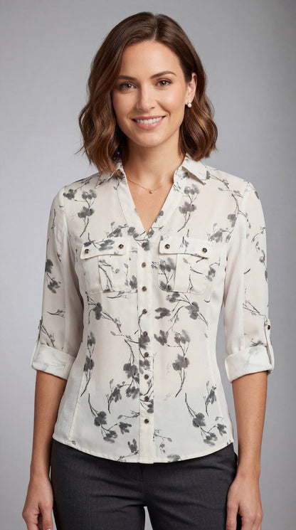 Fitted blouse with pockets