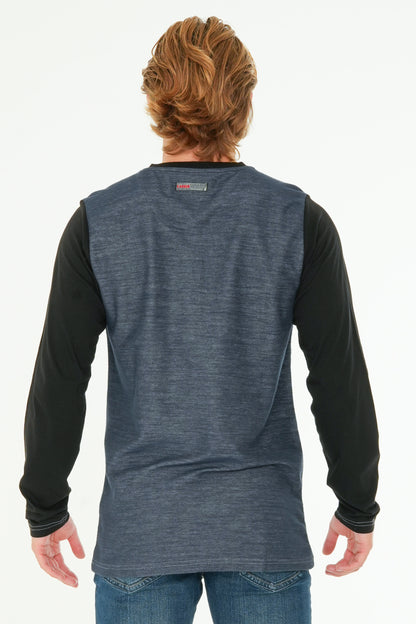 Long Sleeve Printed Henley