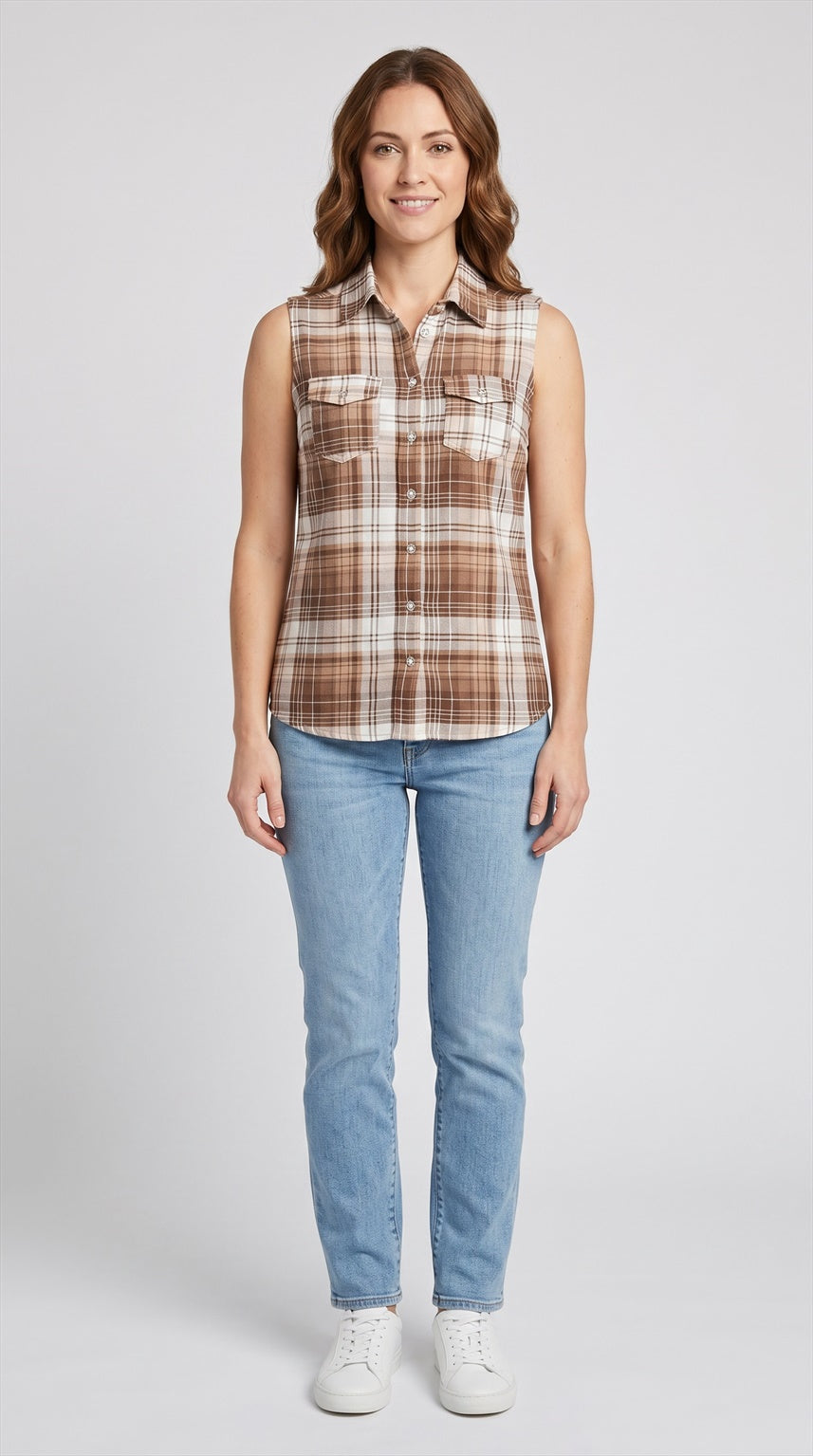 Sleeveless print blouse