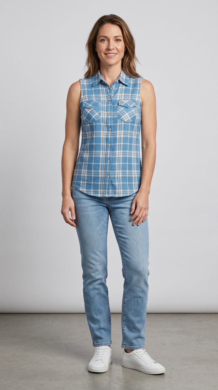 Sleeveless print blouse