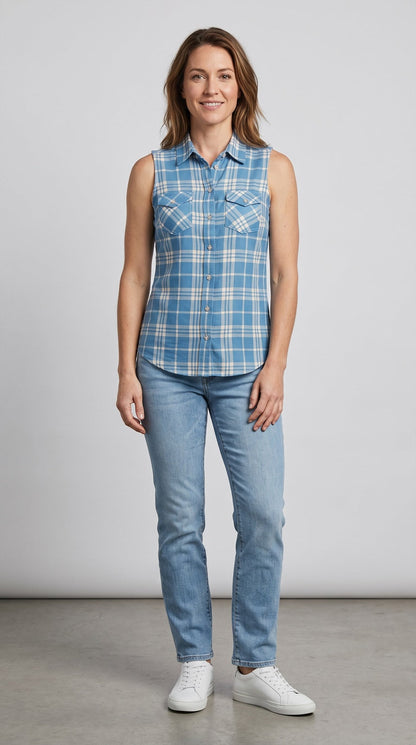 Sleeveless print blouse