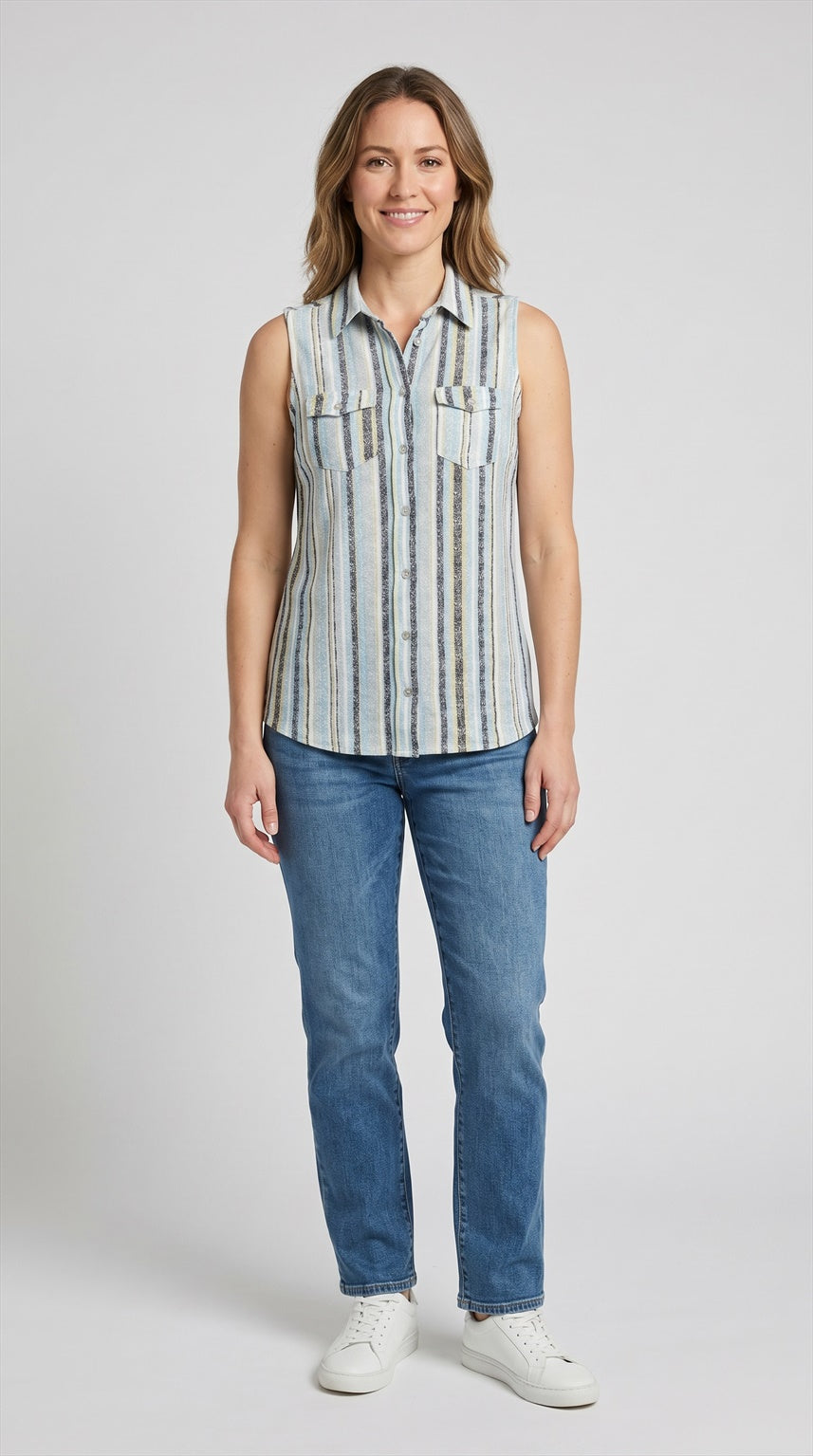 Sleeveless print blouse