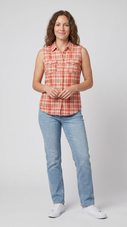 Sleeveless print blouse
