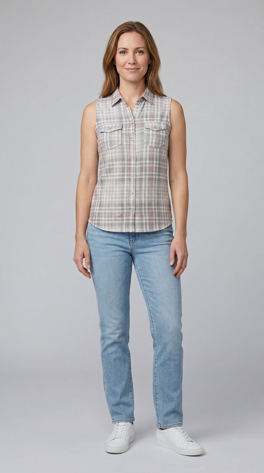 Sleeveless print blouse
