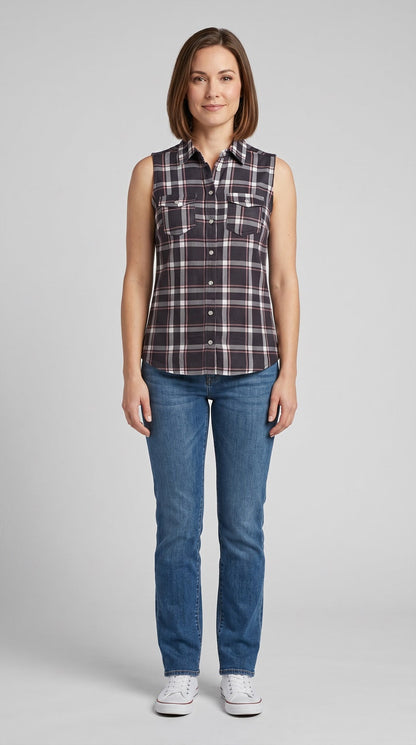 Sleeveless print blouse