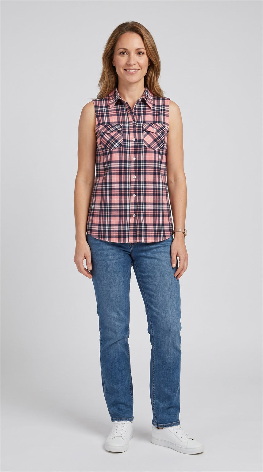 Sleeveless print blouse