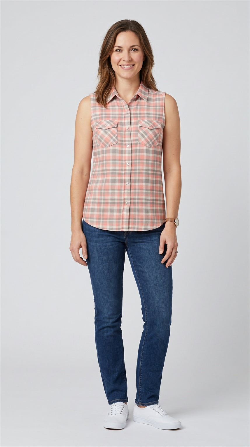 Sleeveless print blouse