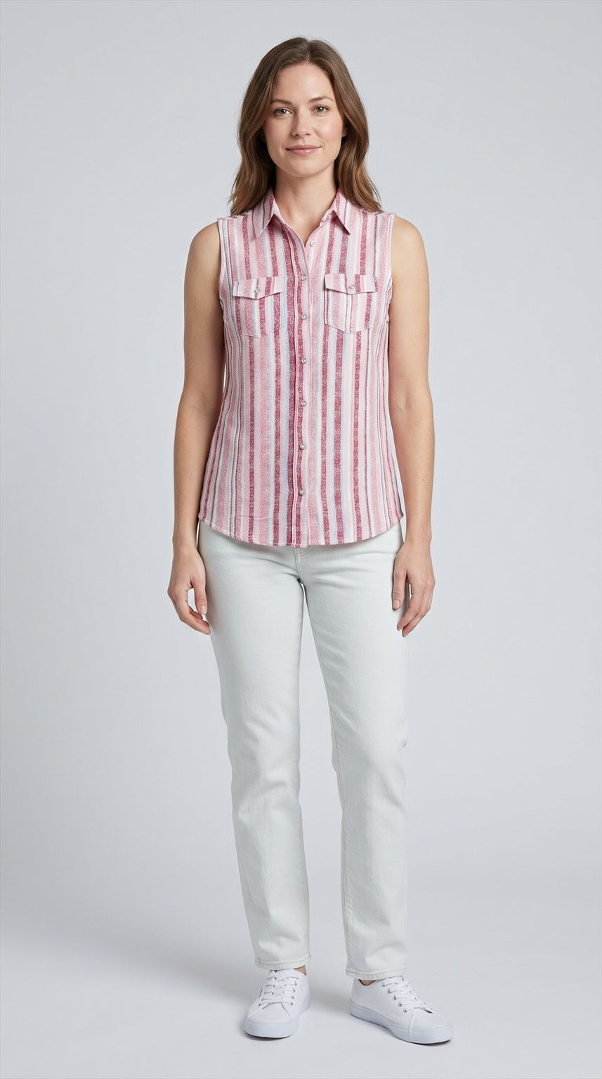 Sleeveless print blouse