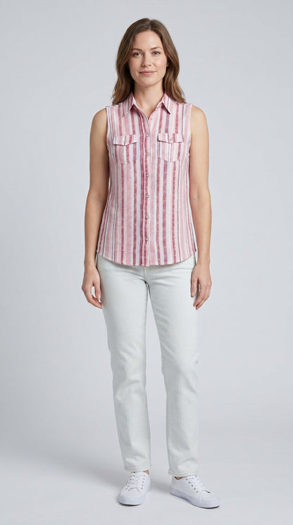 Sleeveless print blouse
