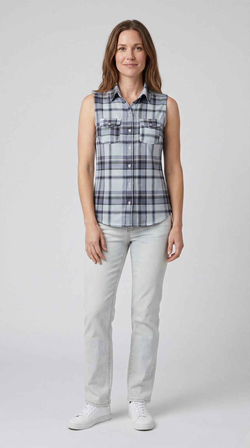 Sleeveless print blouse
