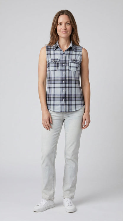 Sleeveless print blouse