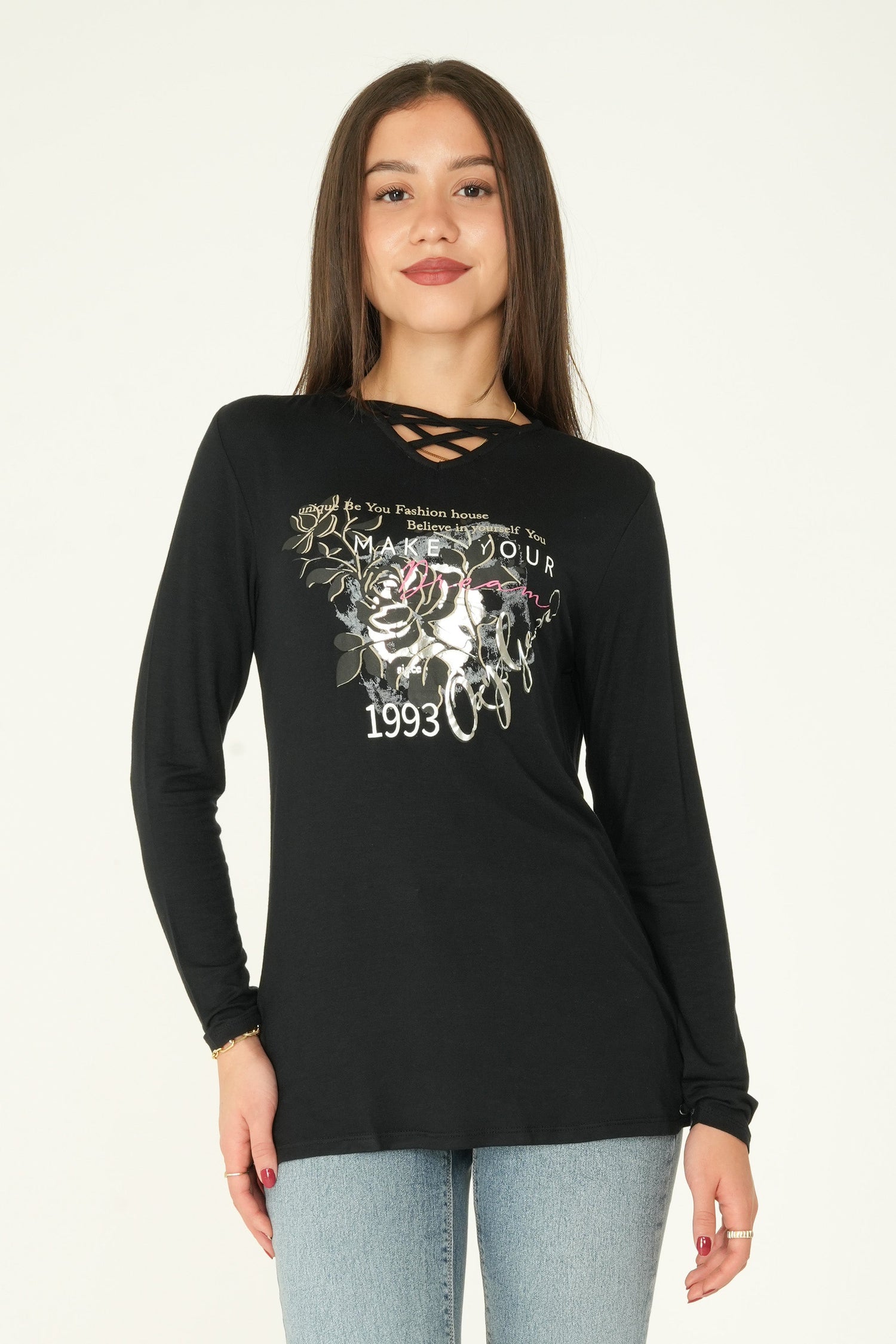 Long Sleeve Printed Top