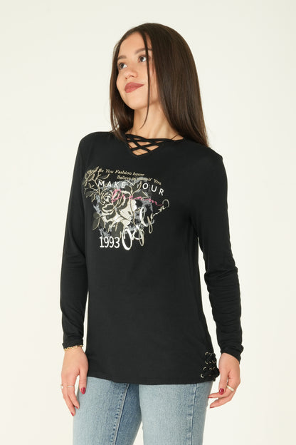 Long Sleeve Printed Top