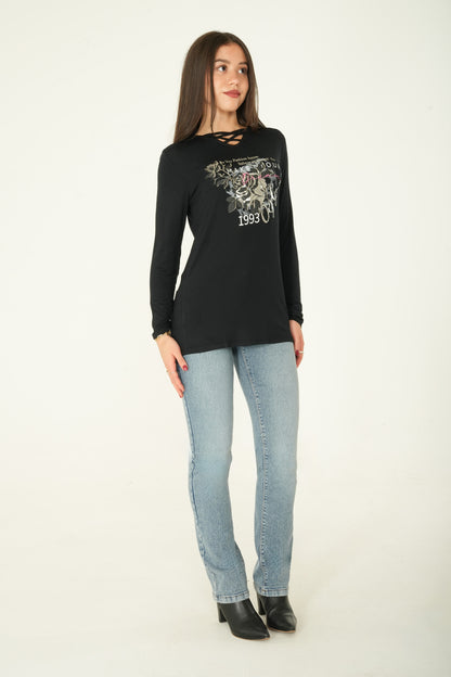 Long Sleeve Printed Top