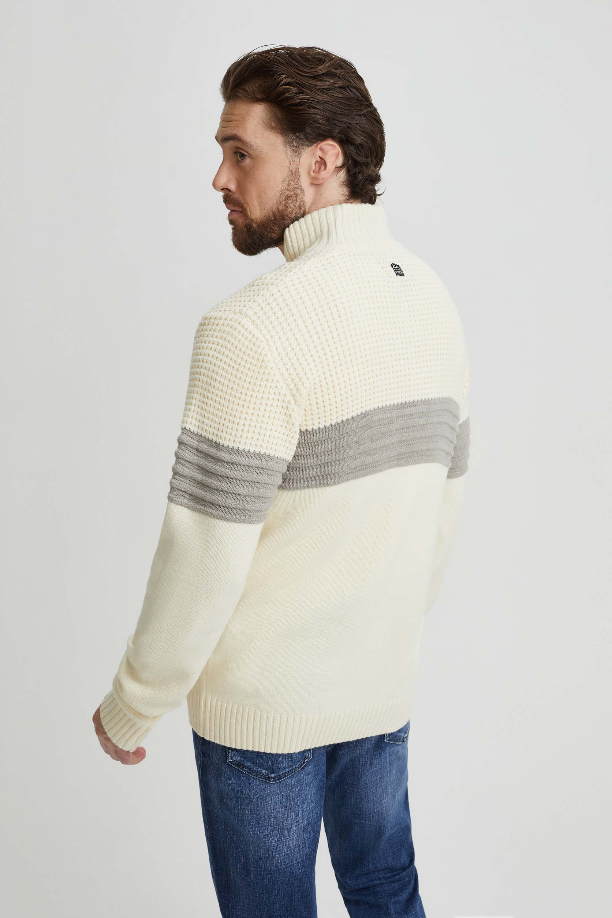 Textured knit with a high collar