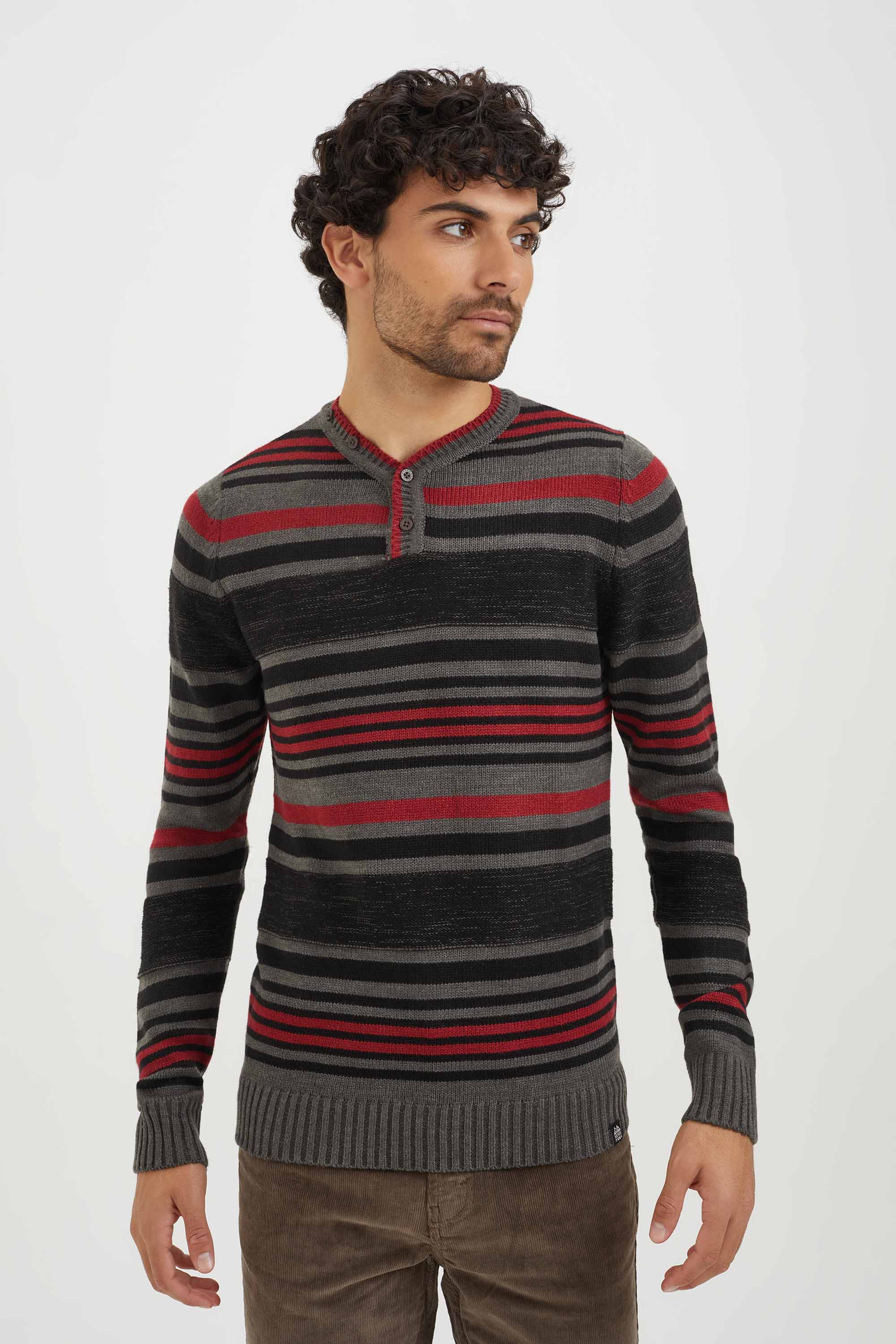 Knitted henley stripes