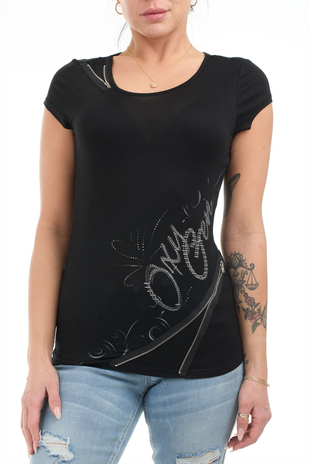 Printed T-shirt with round neck