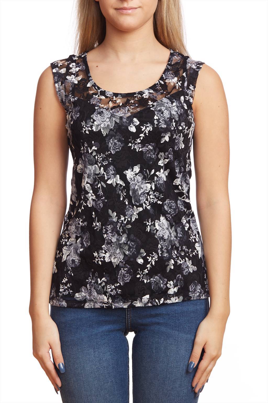 Lace floral sleeveless top